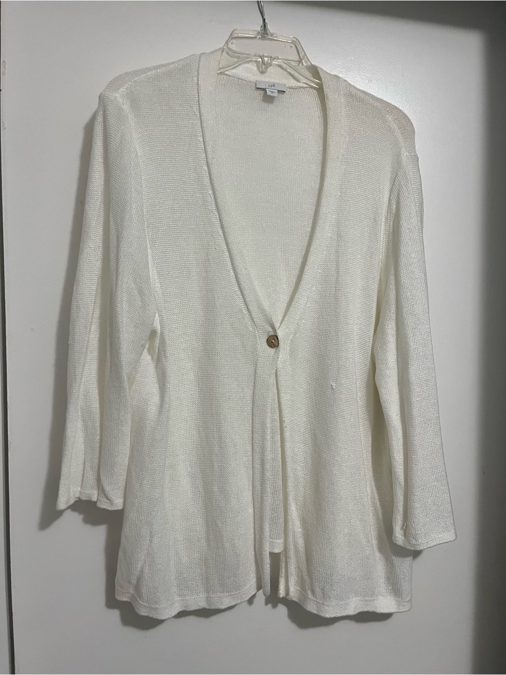 J. Jill White Single-Button Open-Front Cardigan